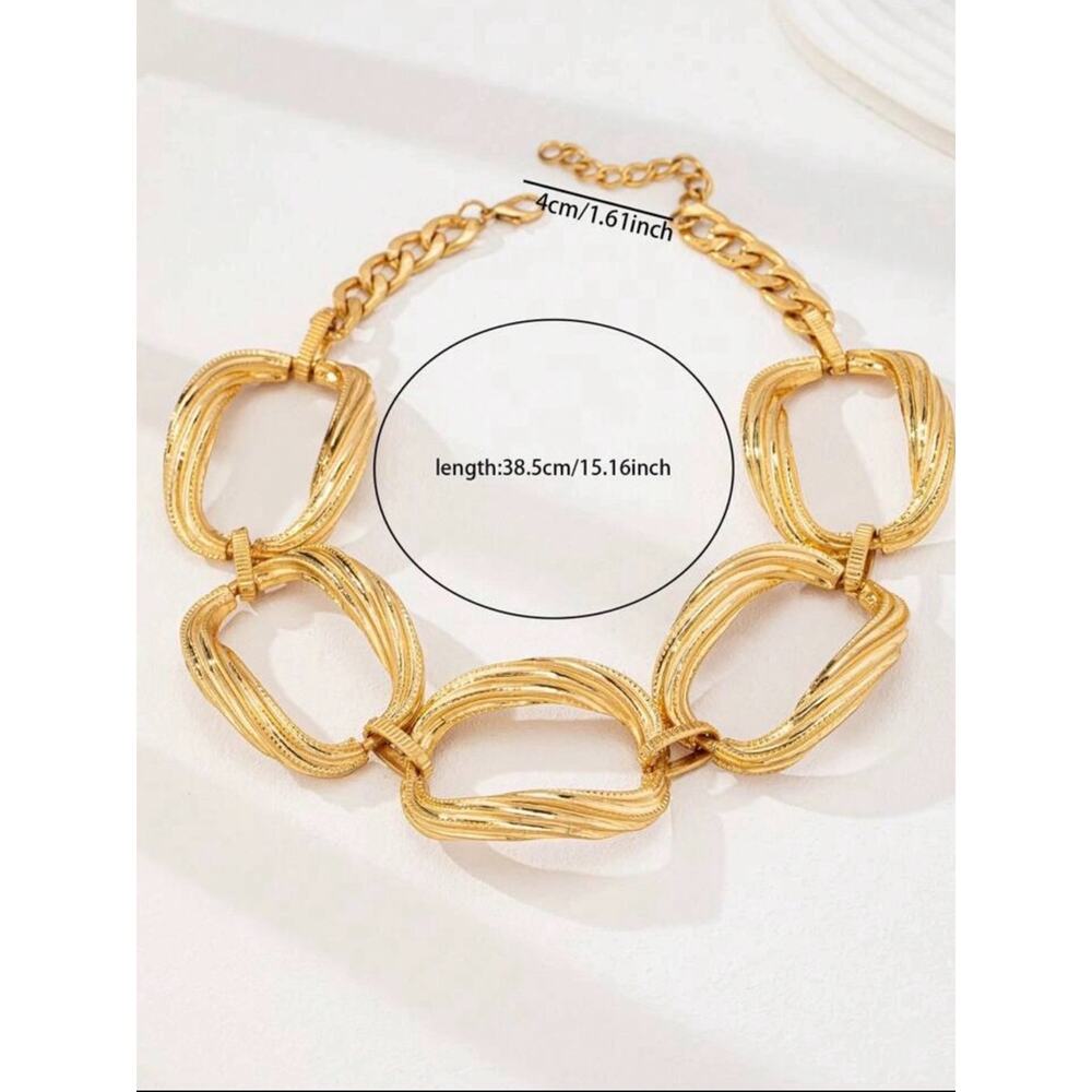 Anthropologie Gold Plated Stainless Steel Chunky Chain Choker Statement - Picture 7 of 8